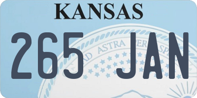 KS license plate 265JAN