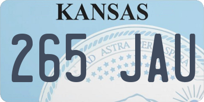 KS license plate 265JAU