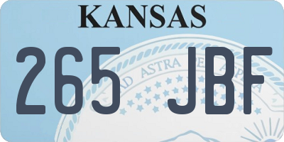 KS license plate 265JBF