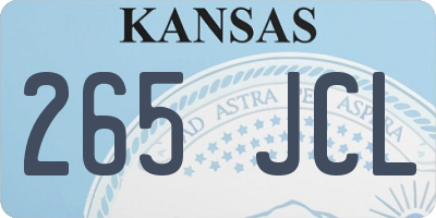 KS license plate 265JCL