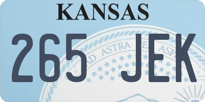 KS license plate 265JEK