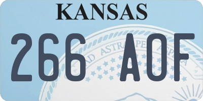 KS license plate 266AOF