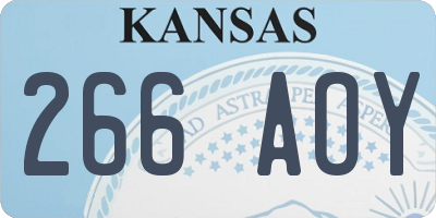 KS license plate 266AOY