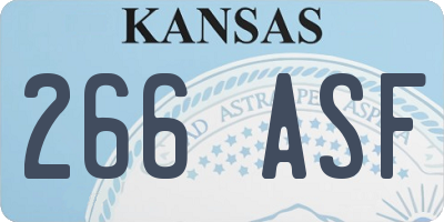 KS license plate 266ASF