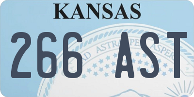 KS license plate 266AST