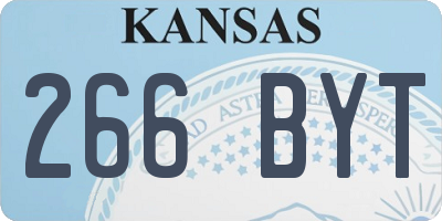 KS license plate 266BYT