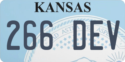 KS license plate 266DEV