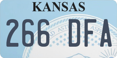 KS license plate 266DFA