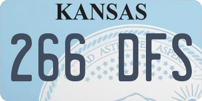 KS license plate 266DFS