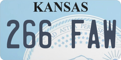 KS license plate 266FAW