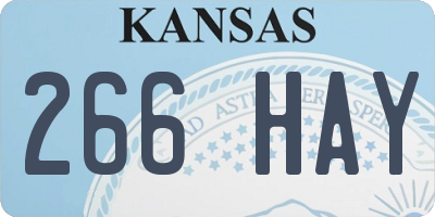 KS license plate 266HAY