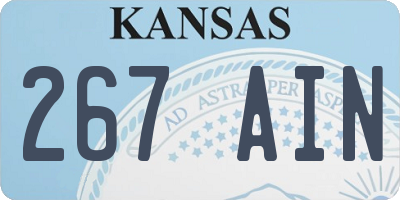 KS license plate 267AIN