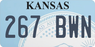 KS license plate 267BWN