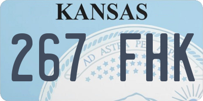 KS license plate 267FHK