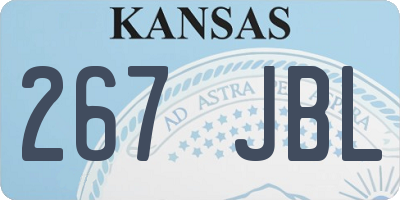 KS license plate 267JBL