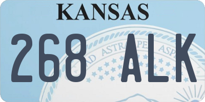 KS license plate 268ALK