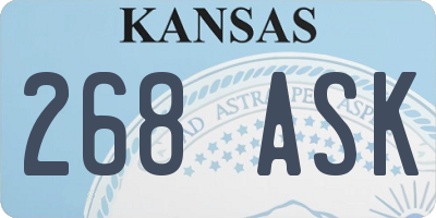 KS license plate 268ASK
