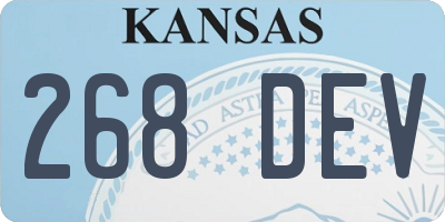 KS license plate 268DEV