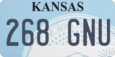 KS license plate 268GNU