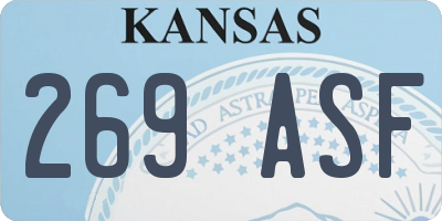 KS license plate 269ASF