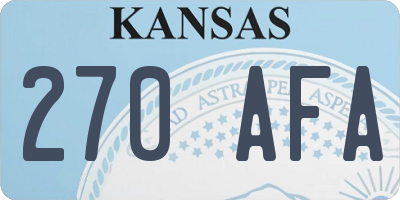 KS license plate 270AFA