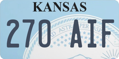 KS license plate 270AIF