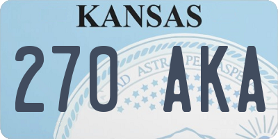 KS license plate 270AKA