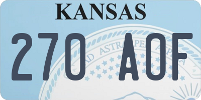 KS license plate 270AOF