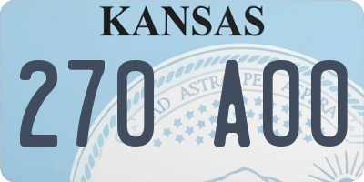 KS license plate 270AOO