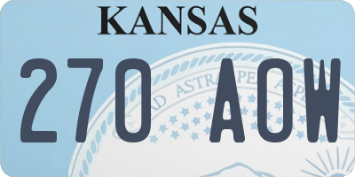 KS license plate 270AOW
