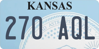 KS license plate 270AQL