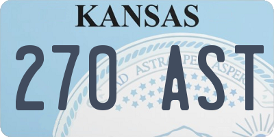 KS license plate 270AST
