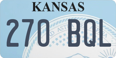 KS license plate 270BQL
