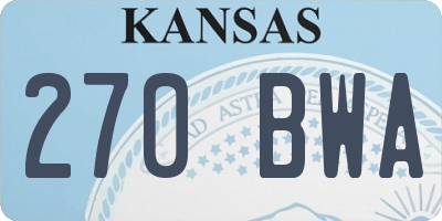 KS license plate 270BWA