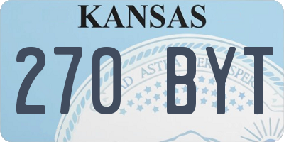 KS license plate 270BYT