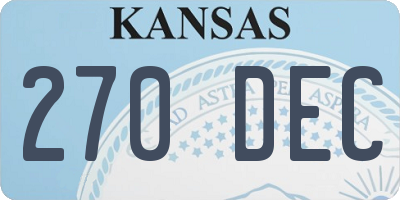KS license plate 270DEC