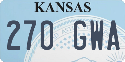 KS license plate 270GWA