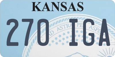 KS license plate 270IGA