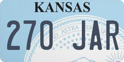 KS license plate 270JAR