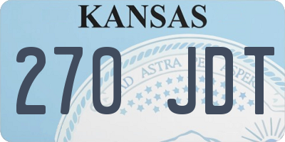 KS license plate 270JDT