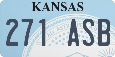 KS license plate 271ASB