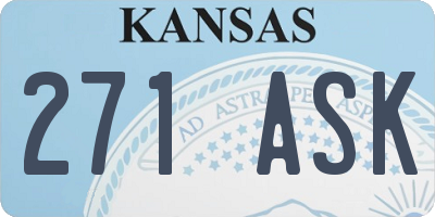 KS license plate 271ASK