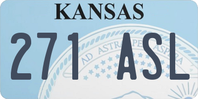 KS license plate 271ASL