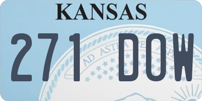 KS license plate 271DOW