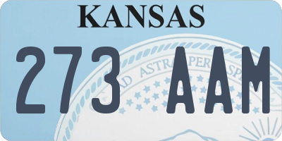 KS license plate 273AAM