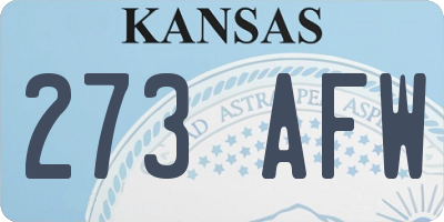 KS license plate 273AFW