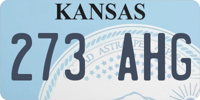 KS license plate 273AHG