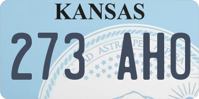 KS license plate 273AHO