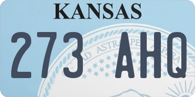 KS license plate 273AHQ