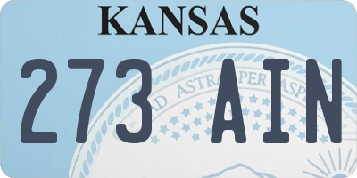 KS license plate 273AIN